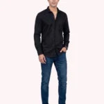 Men's Stylish Black Partywear Stone Shirts