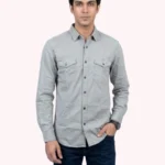 Men's Cement Grey Double Pocket Shirts
