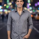 Men's Stylish Cement Grey Partywear Stone Shirts