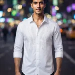 Men's Stylish White Partywear Stone Shirts