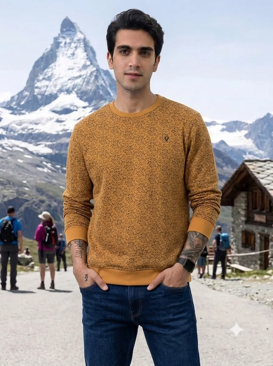 1790413579772 Men's Allen Solly Yellow Sweatshirts - Image 1