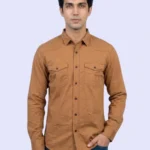 Men's Dark Sandle Double Pocket Shirts