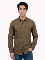 Stylish Men's Forest Green Double Pocket Shirts - Image 11