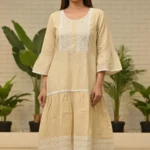 WOMEN'S CASUAL BEIGE UMBRELLA KURTIS