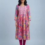 Women's Multicolour Transparent Sleeve Umbrella Kurti Top