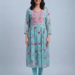 Women's Multicolour Transparent Sleeve Umbrella Kurti Top