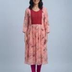 Women's Multicolour Transparent Sleeve Umbrella Kurti Top