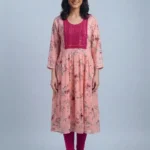 Women's Multicolour Transparent Sleeve Umbrella Kurti Top
