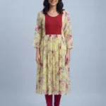 Women's Multicolour Transparent Sleeve Umbrella Kurti Top