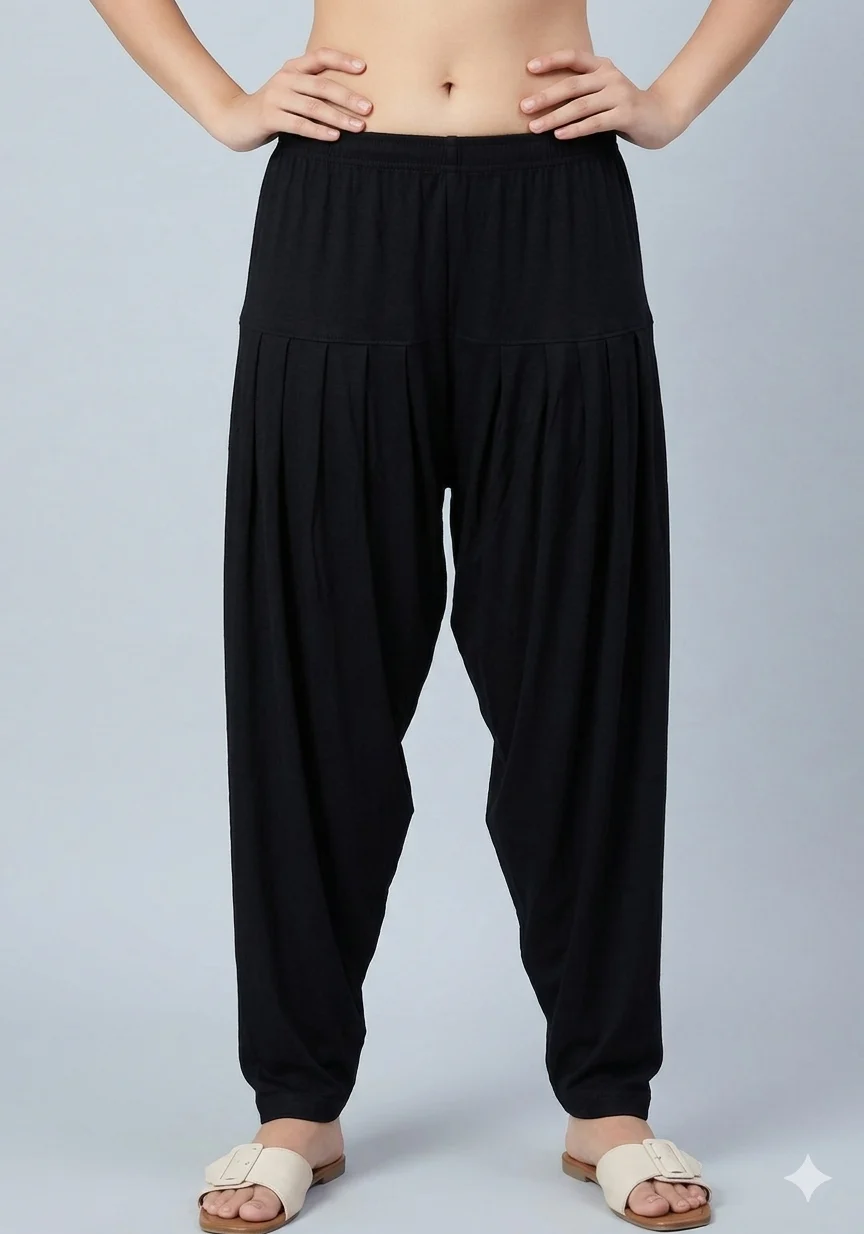 1781787396726 Women's Black Plain Patiyala Pants - Image 1