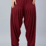 Women's Maroon Plain Patiyala Pants
