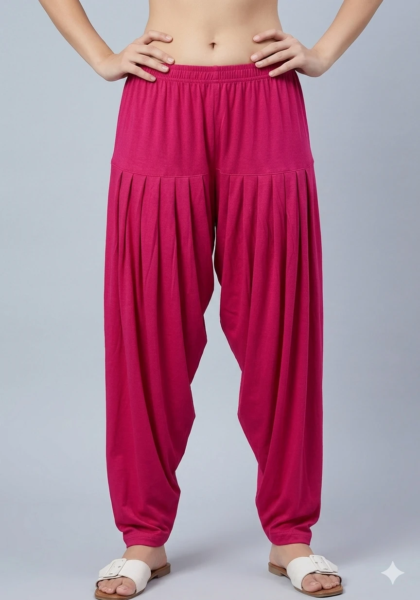 1781787845963 Women's Pink Plain Patiyala Pants - Image 1