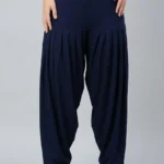 Women's Navy Blue Plain Patiyala Pants