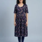 Women's Blue Floral Umbrella Kurti Top