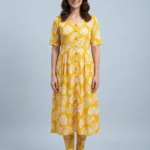 Women's Yellow Floral Umbrella Kurti Top