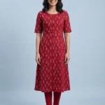 Women's Stylish Red Printed Umbrella Kurti Top