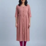 Women's Solid Coral Pink Umbrella Kurti Top