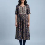 Women's Stylish Multicolour Printed Umbrella Kurti Top