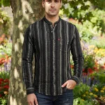 MEN'S BLACK MOKLINO STRIPED SHIRTS