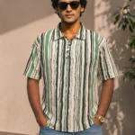 Men's Popcorn Zipper Stripes Tshirts