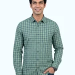 TMG MEN'S PREMIUM COTTON GREEN CHECKED SHIRTS
