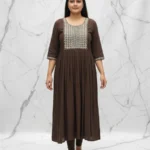 WOMEN'S CASUAL CHOCOLATE BROWN UMBRELLA KURTIS