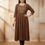 WOMEN'S CASUAL BROWN UMBRELLA KURTIS