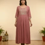 WOMEN'S CASUAL CORAL PINK UMBRELLA KURTIS
