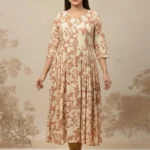 WOMEN'S CASUAL BEIGE UMBRELLA KURTIS