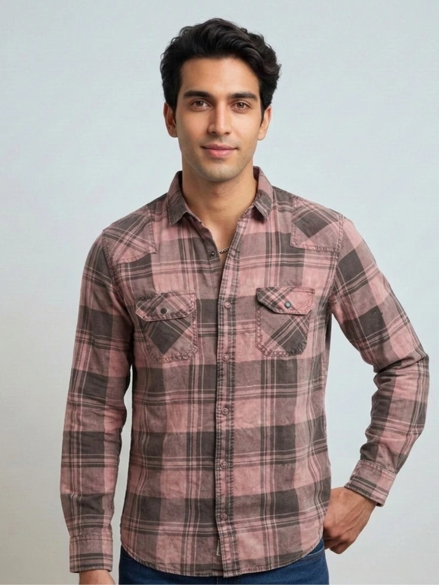 10 (3) Men's Acid Wash Shirts - Image 1