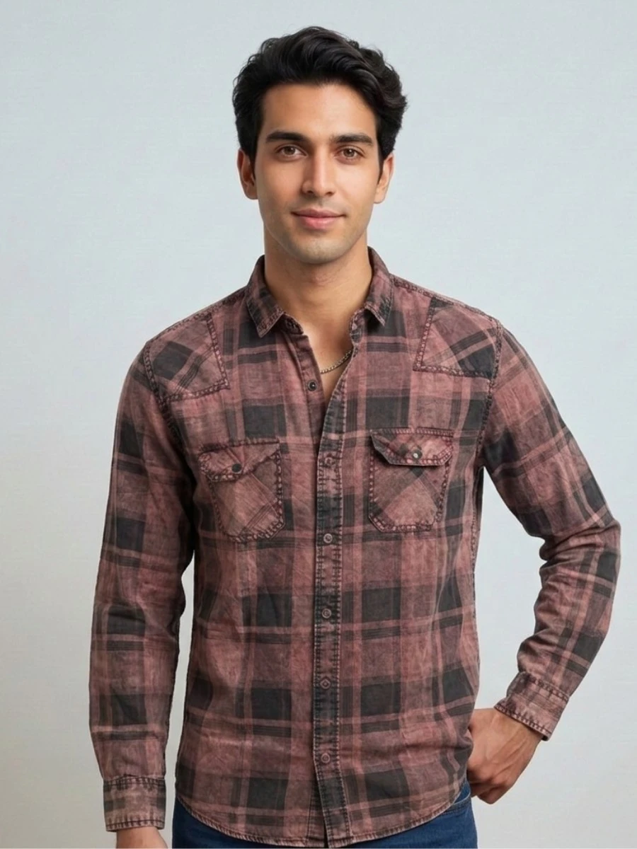 11 (2) Men's Acid Wash Shirts - Image 1