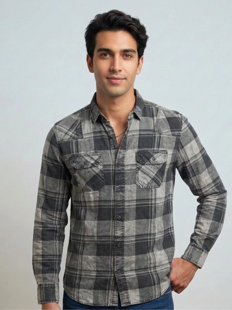 12 (2) Men's Acid Wash Shirts - Image 1