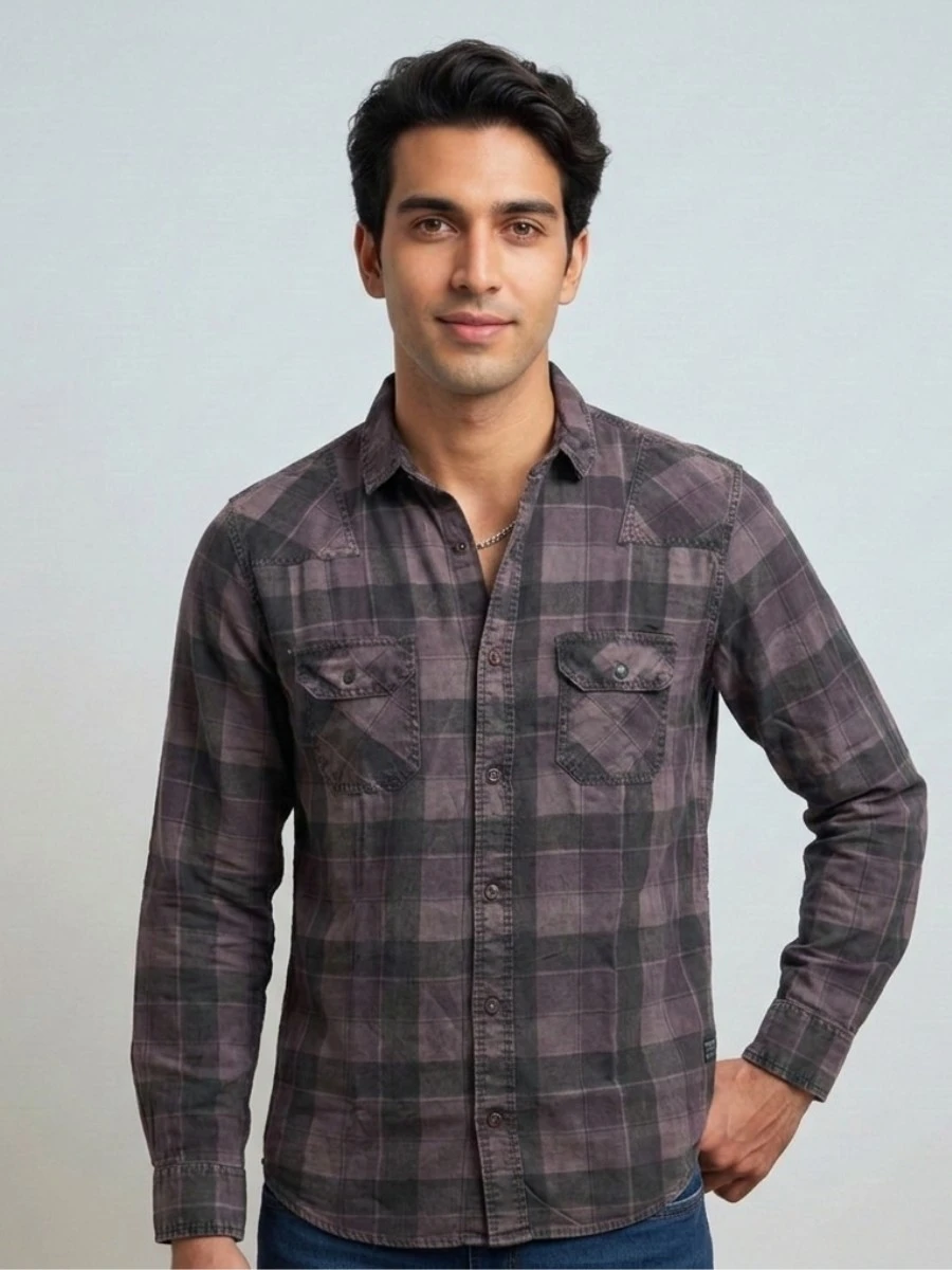 13 (2) Men's Acid Wash Shirts - Image 1