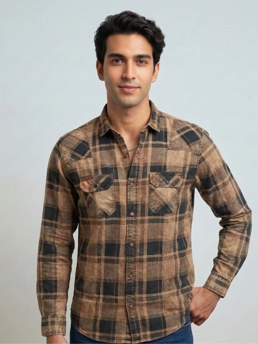 16 (2) Men's Acid Wash Shirts - Image 1
