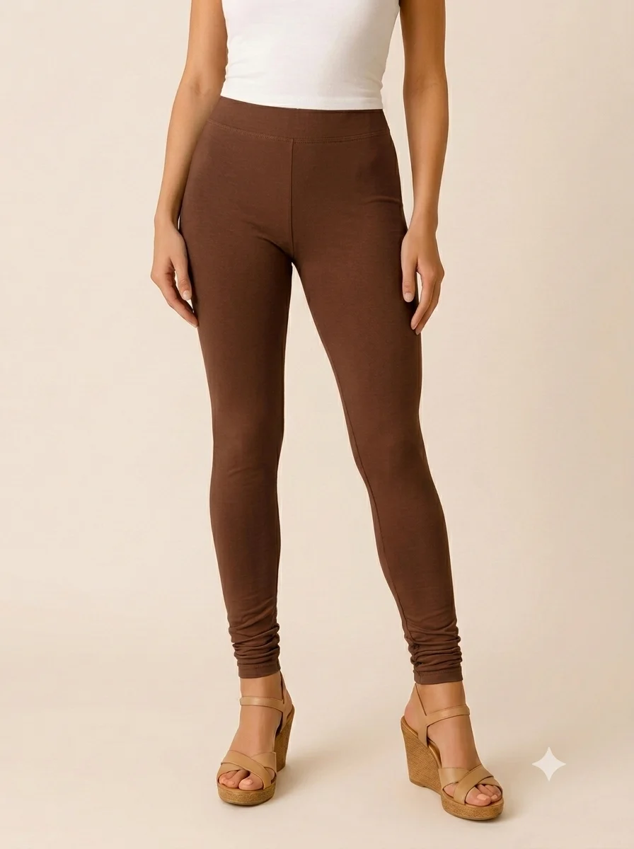 1786204255970 Women's Full Length Leggings - Coffee Brown - Image 1