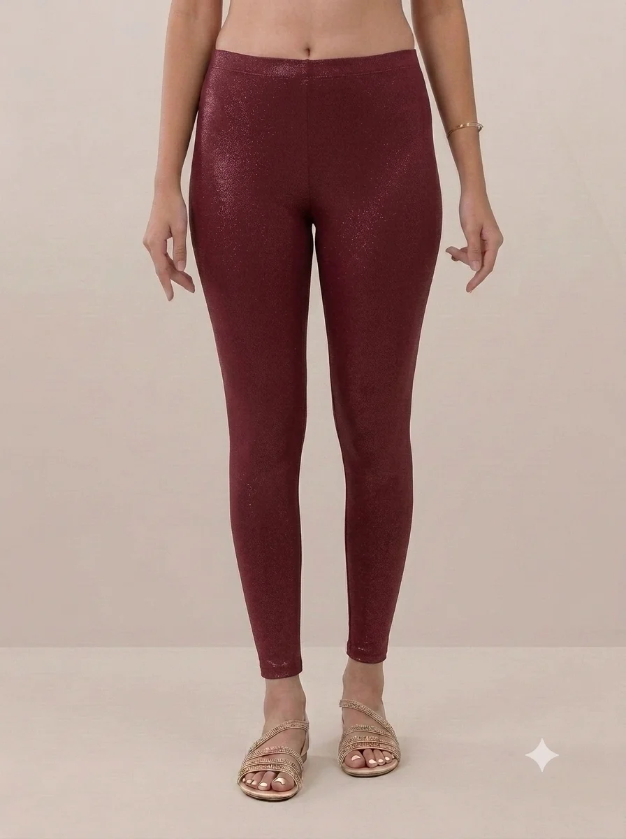 1786289639192 Women's Shimmer Leggings - Red - Image 1