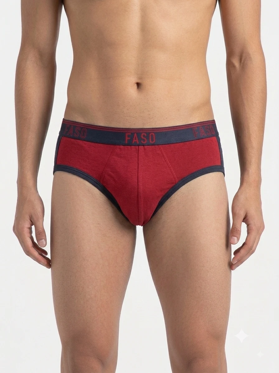 1786430144698 FASO Men's Briefs - INK BLUE & MAROON - Image 1