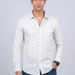Men's Off White Casual Printed Shirts