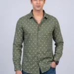 Men's Olive Green Floral Printed Shirts