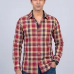 Men's Red Coloured Checkered Shirts