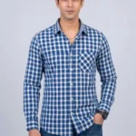Men's Blue Small Checkered Shirts