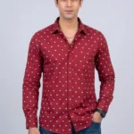 Men's Dark Red Casual Printed Shirts