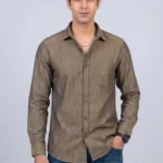 Men's Dark Grey Coloured Plain Shirts