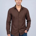 Men's Brown Coloured Plain Shirts