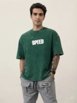 Men's Drop Shoulder Back Print Tshirts - Forest Green