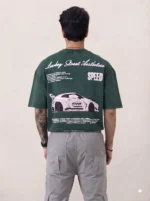 Men's Drop Shoulder Back Print Tshirts - Forest Green - Image 2