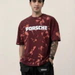 Men's Drop Shoulder Back Print Tshirts - Spice Red