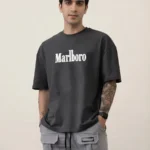 Men's Drop Shoulder Back Print Tshirts - Grey