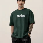 Men's Drop Shoulder Back Print Tshirts - Forest Green