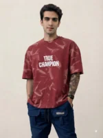 Men's Drop Shoulder Back Print Tshirts - Red